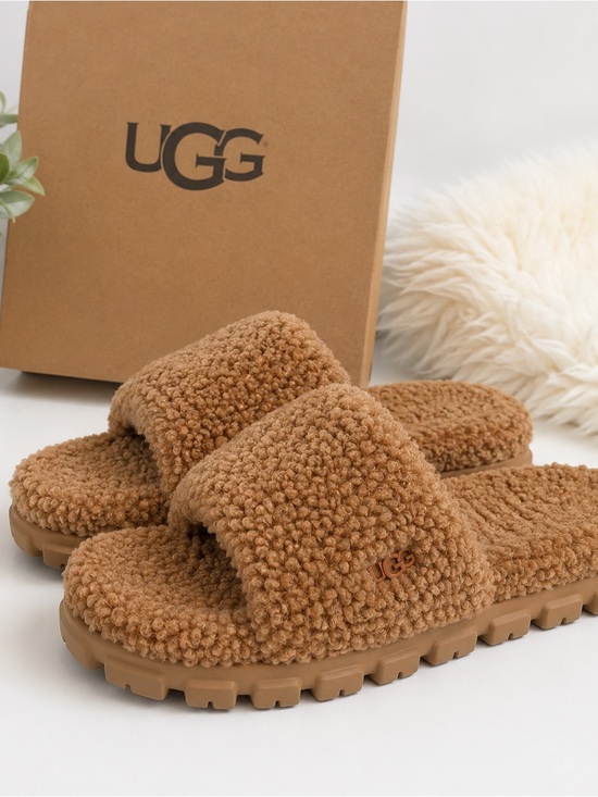 UGG Shoes - AUTHENTIC UGG Cozetta Curly Slide Slippers | Women’s Size 9 | Chestnut | NWT